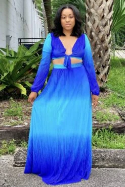 Claryn Lux Maxi Skirt Set-Blue -Layer Outfit 28205365264471 3