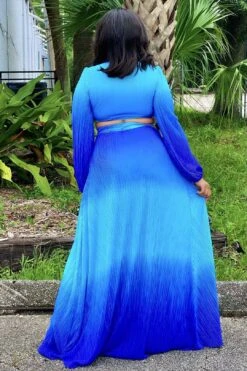 Claryn Lux Maxi Skirt Set-Blue -Layer Outfit 28205365330007 4