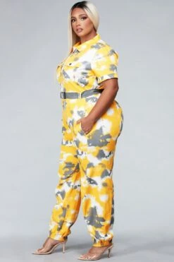 Plus Yellow Camo Utility Jumpsuit 8 Plus Yellow Camo Utility Jumpsuit -Layer Outfit 28209197187185 2