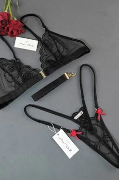 Sexy Lingerie Set With G String Panties, Bra And Choker In See Through Black Lace Sheer Boudoir Lingerie 31 Sexy Lingerie Set With G String Panties, Bra And Choker In See Through Black Lace Sheer Boudoir Lingerie -Layer Outfit 28209709318214 6
