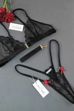 Sexy Lingerie Set With G String Panties, Bra And Choker In See Through Black Lace Sheer Boudoir Lingerie 34 Sexy Lingerie Set With G String Panties, Bra And Choker In See Through Black Lace Sheer Boudoir Lingerie -Layer Outfit 28209709318214 7