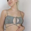 Houndstooth Wrap Tie Crop Tank - Green -Layer Outfit 28235774689351 1
