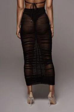 Black Mesh Ruched Cover Up Skirt -Layer Outfit 28256910540888 8