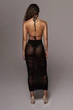 Black Mesh Ruched Cover Up Skirt -Layer Outfit 28256910704728 7