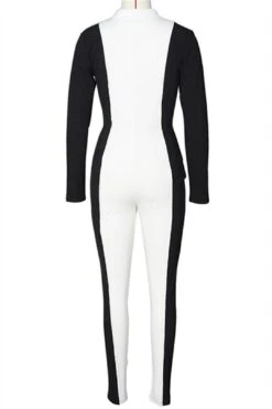 Color Splicing Zipper Front Shirt Jumpsuit -Layer Outfit 28262206734394 18