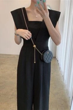 [Korean Style] Reaz Solid Color Sleeveless Wide Leg Romper Jumpsuit