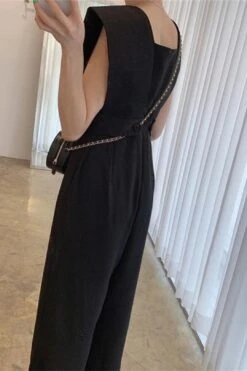 [Korean Style] Reaz Solid Color Sleeveless Wide Leg Romper Jumpsuit -Layer Outfit 28265001451591 3