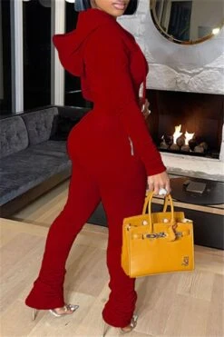 Causal Solid Color Zipper Pocket Hooded Jumpsuit -Layer Outfit 28281560367162 9