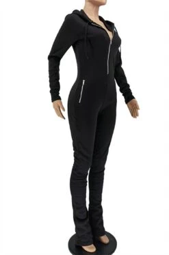 Causal Solid Color Zipper Pocket Hooded Jumpsuit -Layer Outfit 28281560662074 11