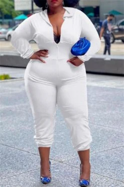 Plus Size XL-5XL Hooded Zipper Pocket Jumpsuit -Layer Outfit 28321588674618 4