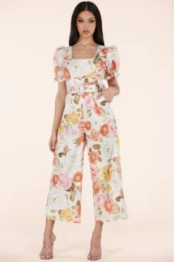 Vintage Flowers Cropped Jumpsuit