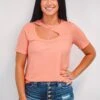 Classic Ribbed Cut Out Peach Top