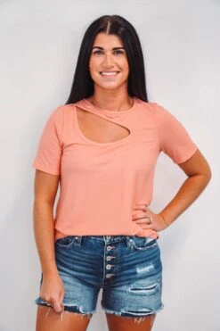 Classic Ribbed Cut Out Peach Top