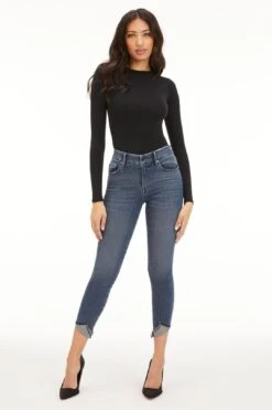 GOOD WAIST CROP TACKED HEM | BLUE677