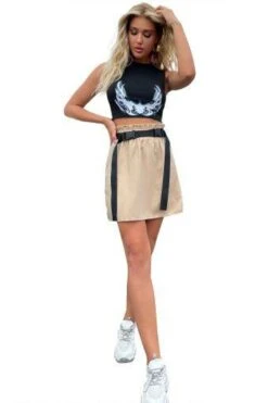 Womens Belt Straight High Waist Skirt -Layer Outfit 28350389157949 5
