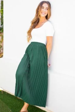 The Reed Pleated Skirt - Emerald Green