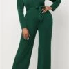 Puff Sleeve Wide-Leg Wrap Jumpsuit 1 Puff Sleeve Wide-Leg Wrap Jumpsuit -Layer Outfit 28360322613306 1