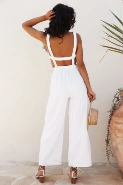 Coves White Open Back Jumpsuit -Layer Outfit 28398050541630 3