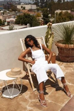 Coves White Open Back Jumpsuit