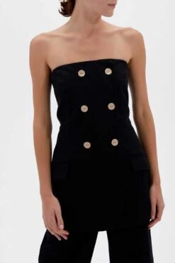 Essie Bi-Stretch Cotton Twill Strapless Double Breasted Jumpsuit 7 Essie Bi-Stretch Cotton Twill Strapless Double Breasted Jumpsuit -Layer Outfit 28409781518530 3