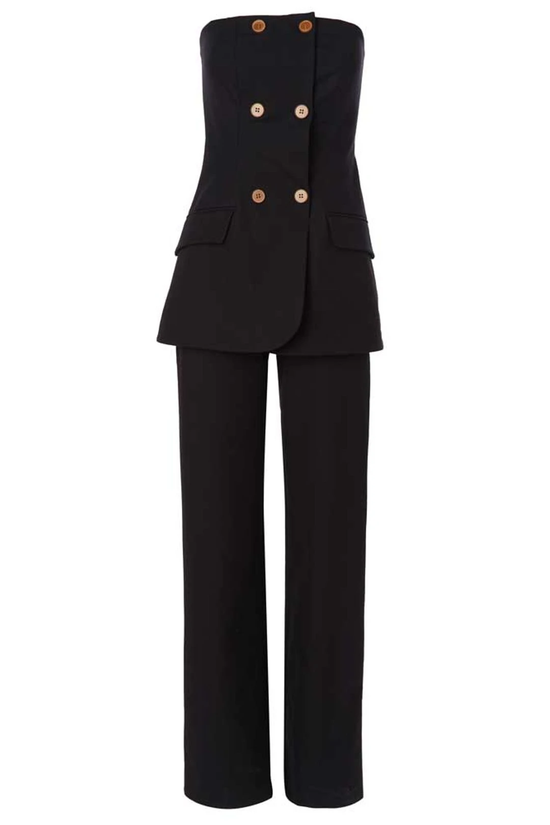 Essie Bi-Stretch Cotton Twill Strapless Double Breasted Jumpsuit 3 Essie Bi-Stretch Cotton Twill Strapless Double Breasted Jumpsuit