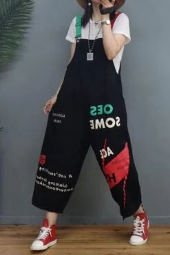 Denim Hole Letter Women Casual Pocket Jumpsuits Dungarees -Layer Outfit 28430601093182 4