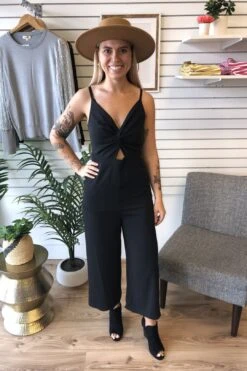 Black Twist Front Jumpsuit(764)
