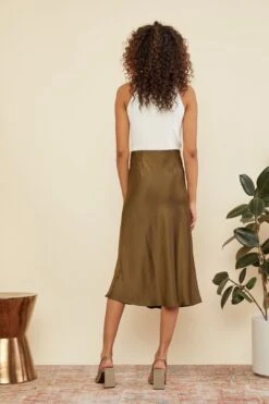 Adonia Satin Skirt Olive -Layer Outfit 28431910862957 3