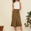 Adonia Satin Skirt Olive 2 Adonia Satin Skirt Olive -Layer Outfit 28431910895725 1