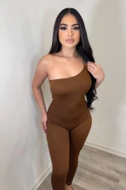 One Shoulder Jumpsuit (brown)