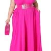Final Sale Plus Size Oversized Jumpsuit With Self Tie Straps In Fuchsia Emma -Layer Outfit 28464591765609 1