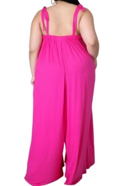 Final Sale Plus Size Oversized Jumpsuit With Self Tie Straps In Fuchsia Emma -Layer Outfit 28464591798377 3