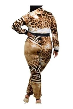 Plus Leopard Print Zipup Jumpsuit -Layer Outfit 28465422532787 3