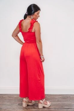 All In Love Coral Ruffle Strap Jumpsuit -Layer Outfit 28488337719393 6