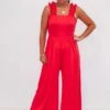 All In Love Coral Ruffle Strap Jumpsuit