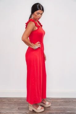 All In Love Coral Ruffle Strap Jumpsuit -Layer Outfit 28488337883233 5