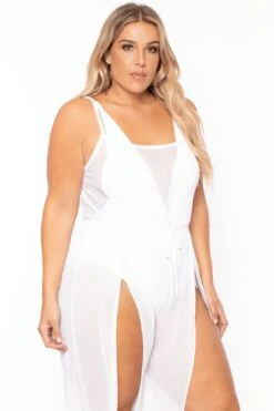 Cami Mesh Coverup Jumpsuit - White -Layer Outfit 28504245698678 3
