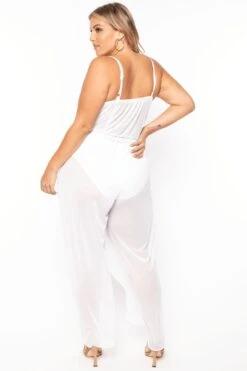 Cami Mesh Coverup Jumpsuit - White -Layer Outfit 28504256512118 5