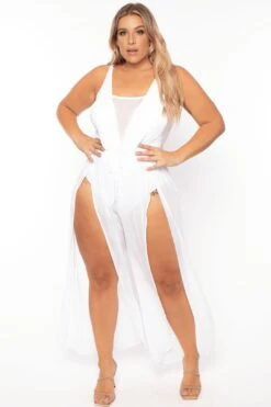 Cami Mesh Coverup Jumpsuit - White