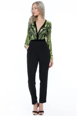 Deep V Neck Sequin Embroidered Jumpsuit -Layer Outfit 28504636358792 8