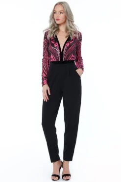 Deep V Neck Sequin Embroidered Jumpsuit -Layer Outfit 28504636588168 4