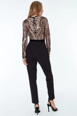 Deep V Neck Sequin Embroidered Jumpsuit -Layer Outfit 28504636719240 14