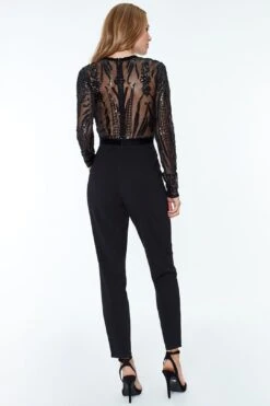 Deep V Neck Sequin Embroidered Jumpsuit -Layer Outfit 28504637046920 16