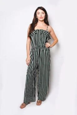 Women's Multi Striped Ruffle Cami Tube Woven Wide-Leg Jumpsuit 8 Women's Multi Striped Ruffle Cami Tube Woven Wide-Leg Jumpsuit -Layer Outfit 28508841017422 3