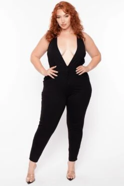 Yuma Deep V-Neck Jumpsuit - Black