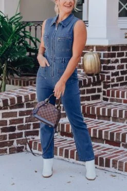 Diana Sleeveless Jumpsuit - Denim -Layer Outfit 28533245083735 4