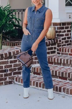 Diana Sleeveless Jumpsuit - Denim -Layer Outfit 28533245149271 5