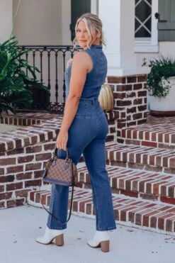 Diana Sleeveless Jumpsuit - Denim -Layer Outfit 28533245247575 3