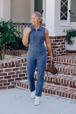 Diana Sleeveless Jumpsuit - Denim