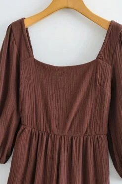 'Kenny' Brown Square Neck Ruched Back Jumpsuit -Layer Outfit 28538643021883 3